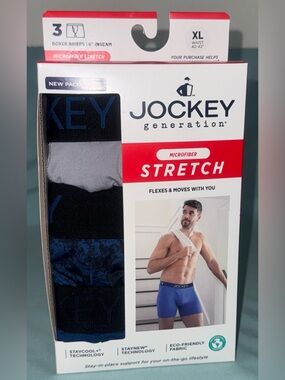 Jockey Generation Men's Microfiber Stretch Boxer Briefs - Blue/Grey XL (3 Pack)